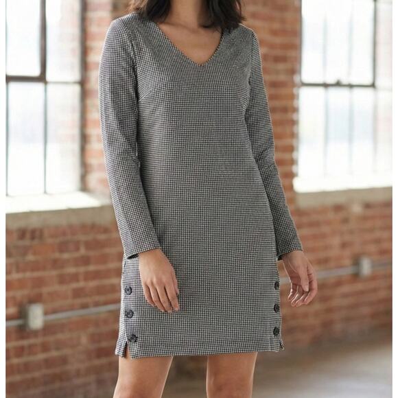 J. Jill Dresses & Skirts - J. Jill Small Petite SP V Neck Dress Black White Check Cotton Modal Rayon